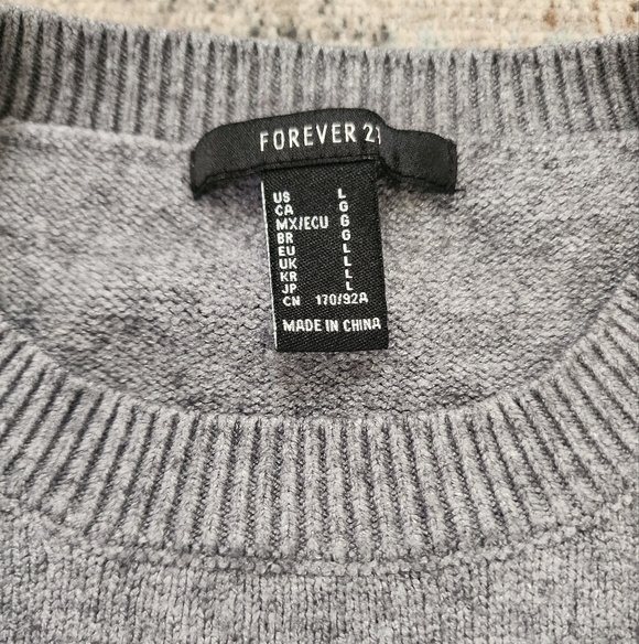 Forever 21, Women's Gray & Silver Sequin Long Sleeve Pullover Sweater, sz LG - Picture 2 of 13